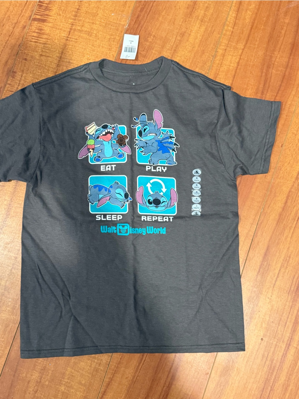 Disney Men's Stitch Graphic Tee - Charcoal with Blue & Pink Accents
